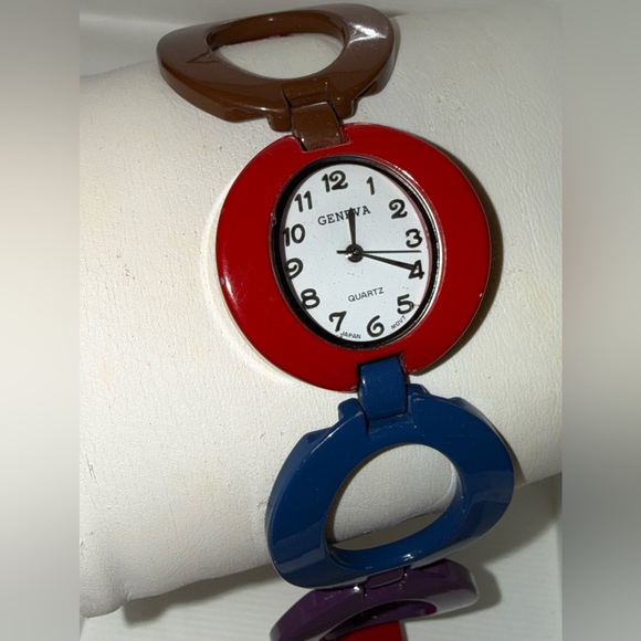 Geneva Accessories - Geneva Quartz Enamel Bracelet Watch Mod Multi Color Style